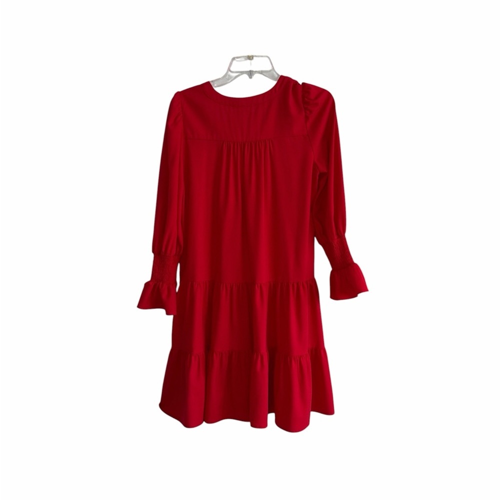 POMANDER PLACE TUCKERNUCK Red Crepe Kenzo Dress Size xSmall - Picture 5 of 9